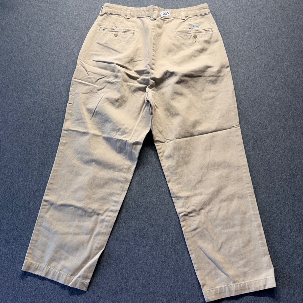 VTG Polo Ralph Lauren Andrew Pant Mens 35x31 Tan Khaki Double Pleated Chino - Picture 3 of 8